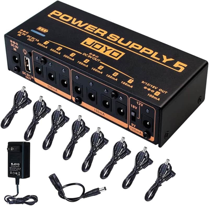JOYO Built-in 4400mAh Rechargeable Battery Guitar Effect Pedal Power Supply 8 Outputs 9V 12V 18V (100mA, 500mA) Jacks & 5V/1A USB Port (JP-05) (Price includes the import duty to US buyer) image 1