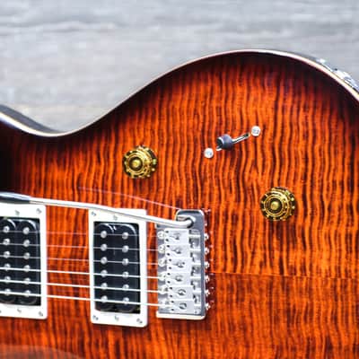 PRS SE Custom 24 Orange Tiger Smokeburst Flame Maple Top Electric Guitar w/Bag image 4