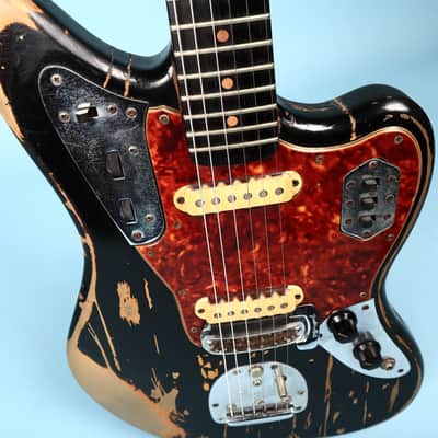 1963 Vintage Fender Jaguar Black Relic Electric Guitar image 6