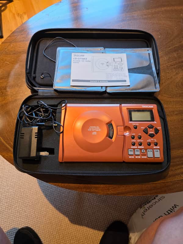 Tascam CD-GT1MKII Portable CD Player (Used) with AC; case; owners manual image 1