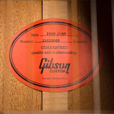 Gibson  J-55 1939 Re-issue Flat Top Acoustic Guitar (2023), ser. #21833049, original black hard shell case. Bild 13