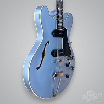 Eastman T64 Trapeze Hollowbody Electric Guitar - Iced Blue Metallic image 3