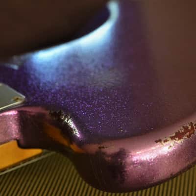 American Fender Jazzmaster Limited Edition Custom Heavy Relic Nitro Purple Sparkle image 12