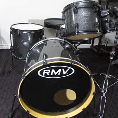 RMV. Drum Kit. In Titanium Silver Sparkle finish, Bapeva hard wood shells. image 9