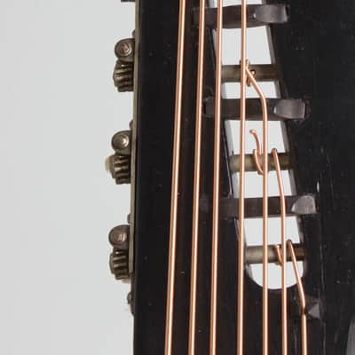 Unlabelled  13 Course Schrammel Contra Harp Guitar, c. 1950's - natural top, mahogany stained back and sides, gig bag case. image 16