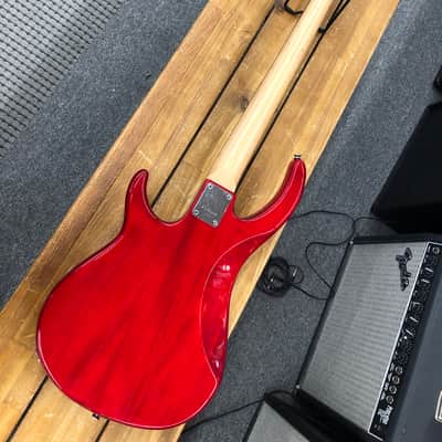 Peavey Milestone IV Fretless Bass Guitar - Transpartent Red image 11