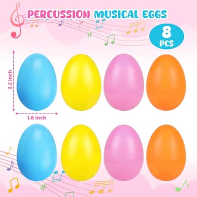 8PCS Plastic Egg Shakers, Musical Instruments for Kids Plastic Egg Toy Maracas for Toddlers Hand Percussion Musical Eggs Easter Basket Stuffers image 2