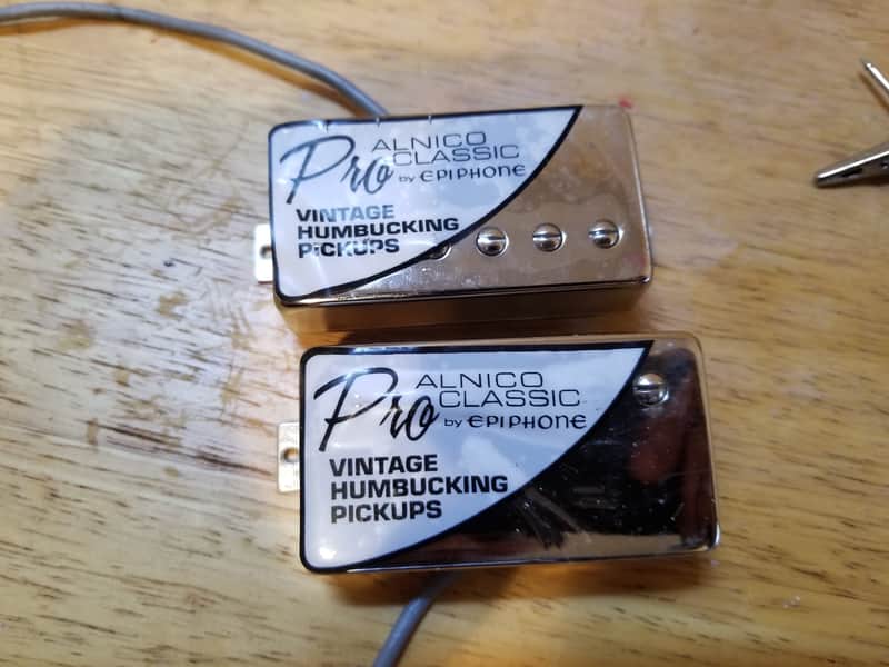 Epiphone  Alnico Classic PRO P.A.F. Humbucker Set Alnico V Nickel Silver Covers 4 Conductor Lead image 1