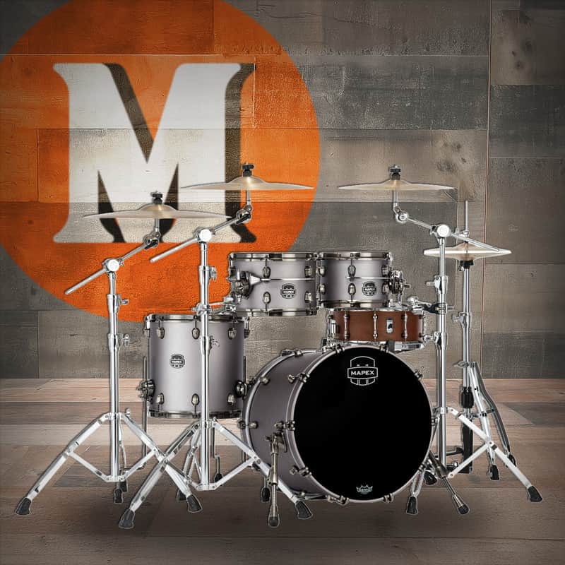 Mapex Saturn Evolution Fusion 4 Piece Shell Pack Without Snare - Gun Metal Grey  (SE504XBBPG) image 1