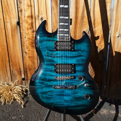 ESP USA Viper Black Aqua Sunburst 6-String Electric Guitar w/ Hard Case (2023) image 5