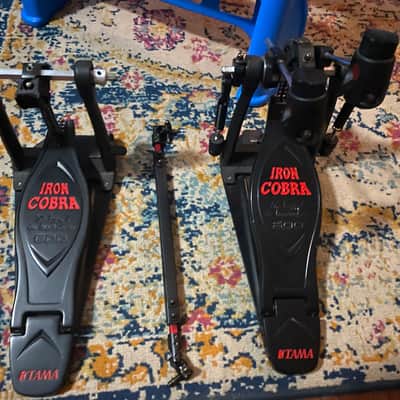 Tama Iron Cobra 600 25th Anniversary double kick pedal red and black image 2