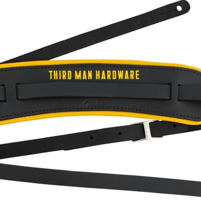 Genuine Fender x Third Man Hardware Leather Strap, Black/Yellow image 1