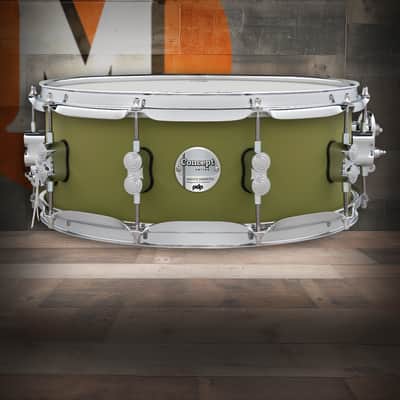 PDP Concept Maple 5.5x14 Satin Olive FinishPly Snare (PDCM5514SSSO) image 1