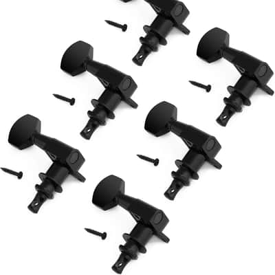 Sealed String Tuning Pegs Tuning Machines Grover Machine Heads Tuners Tuning Keys 6 In Line for Right Handed Acoustic Guitar or Electric Guitar Black. image 2