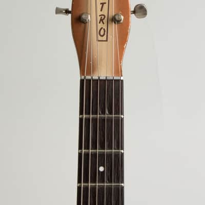 Danelectro  Longhorn Guitarlin Model 4123 Semi-Hollow Body Electric Guitar (1960), ser. #6020, black chipboard case. image 5