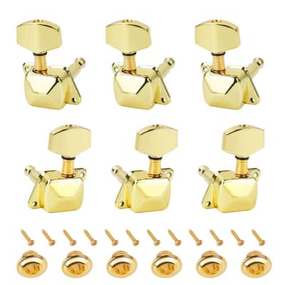 3L3R Guitar Tuning Pegs Keys 15:1 Ratio Semi-Closed Guitar String Tuning Keys Machines with 45 Degree Fixing Tag for Les Paul LP SG Electric or Acoustic Guitar Pack of 6 JT/JXQ-13 Golden image 1