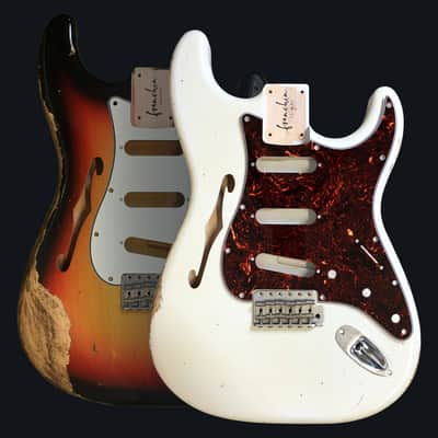 Made to Order - FRANCHIN Mercury F guitar body Relic Aged 100% Nitro Lacquer (Sunburst/ Black/ White/ Blue/ Green/ Yellow/ Red/ Pink/ Burgundy/ Purple/ Gold/ Silver, etc.) Basswood Poplar Stratocaster-Strat-S-Style F-hole Thinline Made in Italy image 1