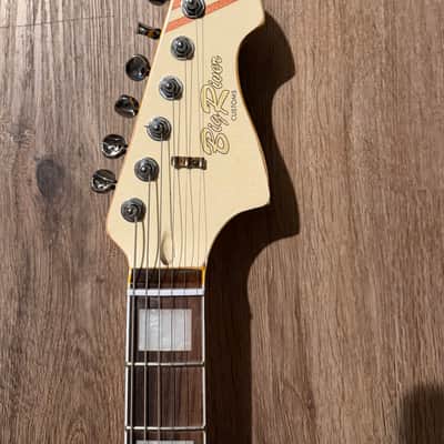 Big River “Jazzcaster” • Aged Vintage White over Met.Copper Nitro • Aged Maple/Rosewood/Binding/Blocks/Matching Headstock • A5P90 image 9