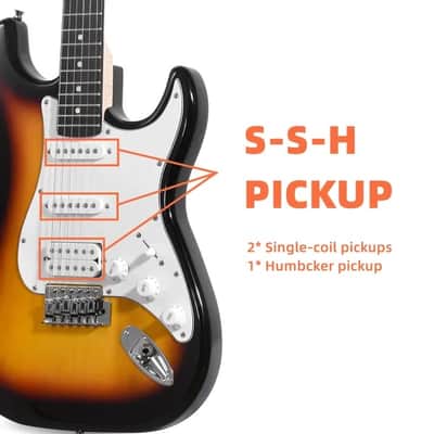 ADM Full Size 39 inch Electric Guitar Package - Sunburst image 3