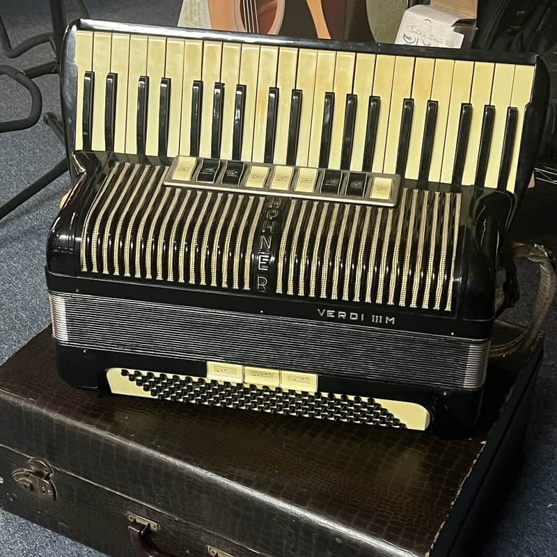 Hohner Verdi III M Piano Accordion – Vintage 1950s, Black image 1