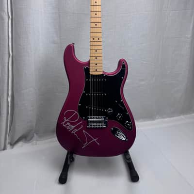 Fender  Stratocaster  2000s  - Red Satin Electric Guitar Signed By Rod Stewart Certified By JSA image 1