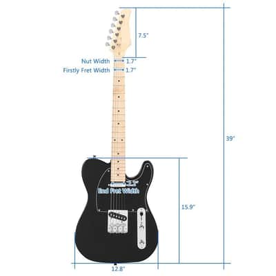 Maple Basswood Body 39" Electric Guitar Right Handed Black image 2