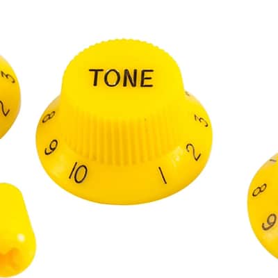 WD Stratocaster/UFO Style Knob Set Yellow With Matching Tip