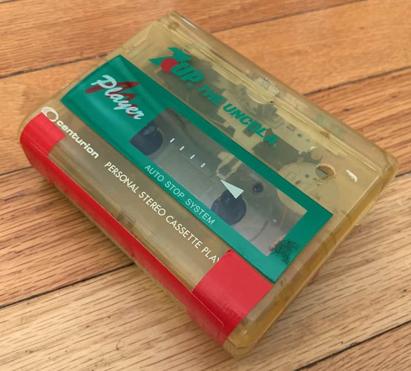 Yellowed Centurion E305C variable speed cassette walkman device *Serviced* that plays "tapes" and has a volume wheel image 1