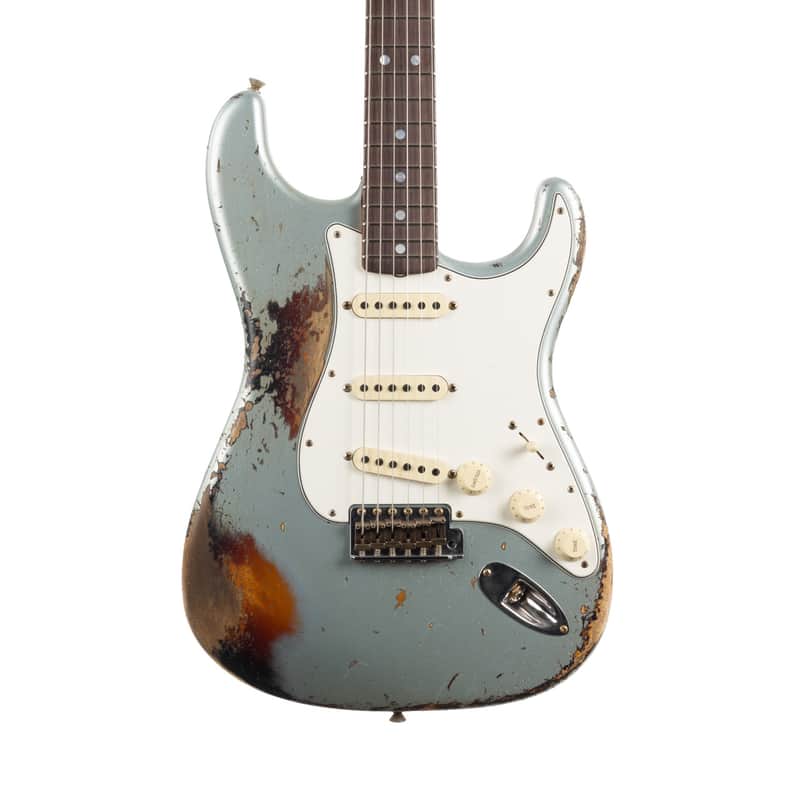 Used Fender Custom Shop 1965 Stratocaster Relic - Firemist Silver on 3-Color Sunburst image 1