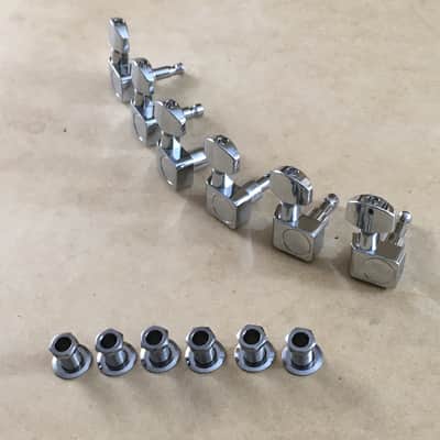 Six Fender 2-Pin MIM / American Standard Strat Chrome Button Tuners Guitar Bolt-On Light Relic B+E Staggered image 4