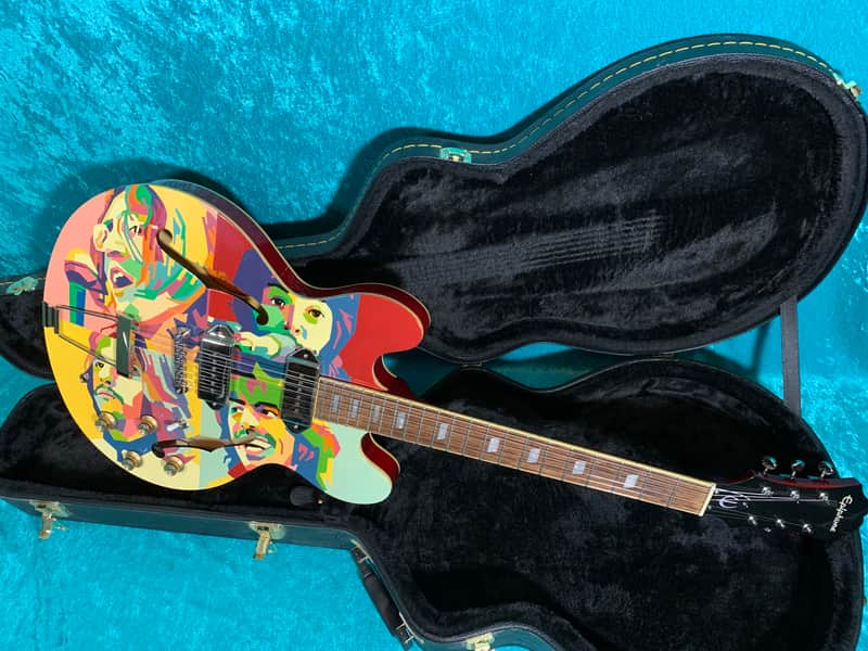 Epiphone Casino the Beatles let it be vintage vinyl design 2018 Hand painted image 1
