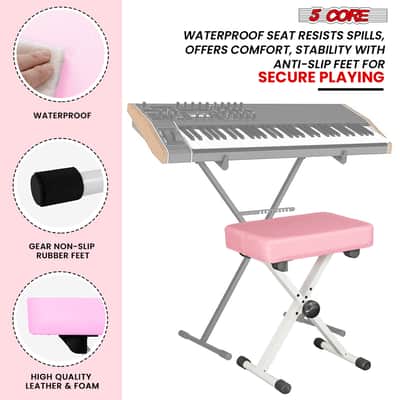 5 Core Keyboard Bench 3 Inch Padded Piano Stool Adjustable 20.5" Guitar Seat Heavy Duty Portable image 1