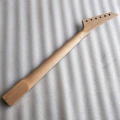 Left Handed Glossy Black Guitar Maple Wood Neck, 24 Frets Rosewood Fingerboard, Skullhead Inlay Stickers image 4