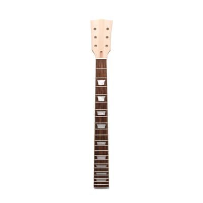 Electric Guitar Neck DIY 22 Fret Maple Neck Rosewood Fretboard with White Trapezoid Dots Inlay for LP Guitars Parts Replacement image 1