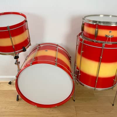 Decolite 4-Piece Drum Set Vintage Gretsch Jasper Shells 13-16-20-5x14 60s - Red Yellow Duco image 2