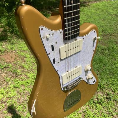 Feelgood 12 String Jazzmaster Electric XII Custom Build- Aztec Gold Nitro RELIC by Copacetic Customs image 3