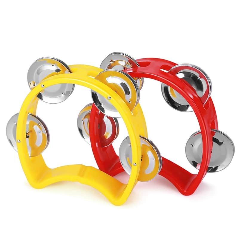 Tambourine Hand Bell Percussion Musical Instruments Set Of 2 | Reverb