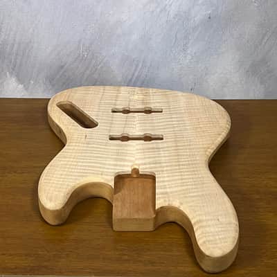 high end  Offset bass body NOS Curly Maple Top Solid One-piece Mahogany Back Unfinished Front Routed Luthier Supply R37 image 18