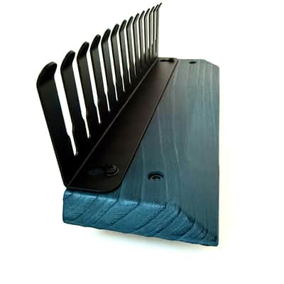 Handmade Wall Mounted Cable Hanger - Fire Sculpted Wood Rack - Velvet Teal Burnout 12" image 2