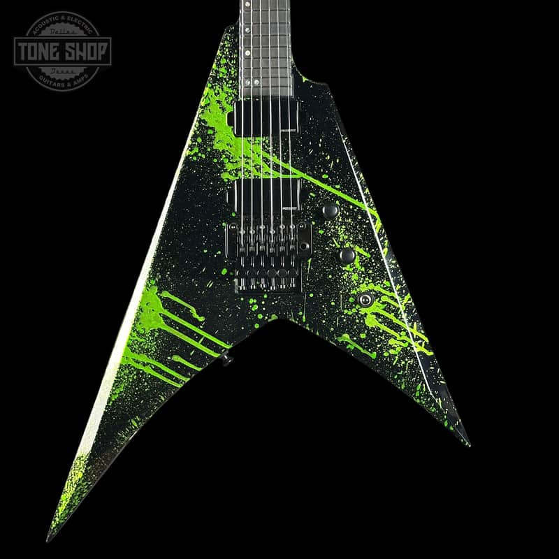 ESP USA V-II Alien Blood Splatter NTB Floyd Rose Black Hardware Fishman Fluence w/Case image 1