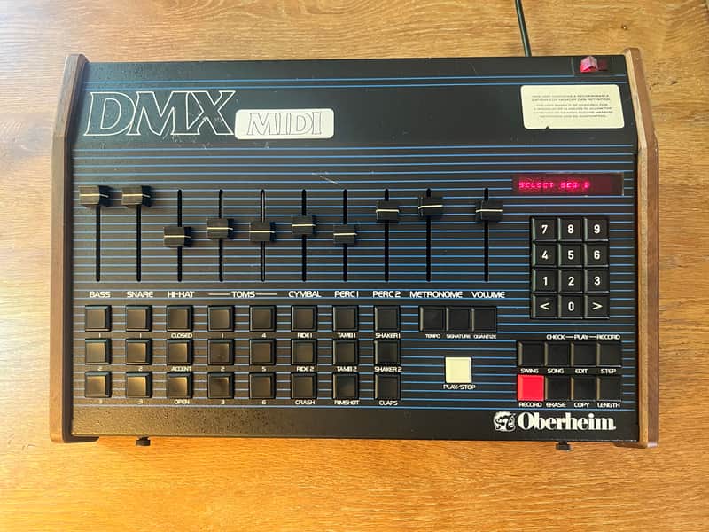 Oberheim DMX 8-Voice Drum Machine 1981 - Blue with Wood Sides
