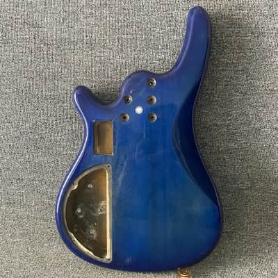 Clear Blue Basswood 4 String Bass Body image 7