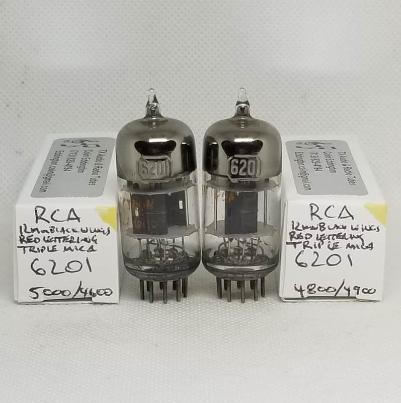 RCA 6201 Black Plate Triple Mica Well Matched (8.0%) Pair NOS 12AT7 ECC81 image 1