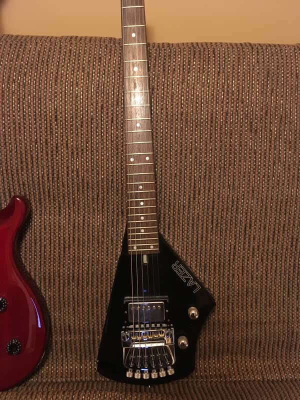 Hondo Lazer Guitar (XK-3B) with Erlewine Wine-O-Matic headless bridge system image 1
