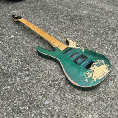 Sidewalk Sale: Washburn Mercury Series Electric Guitar Husk (1990s - Teal Flake) image 5