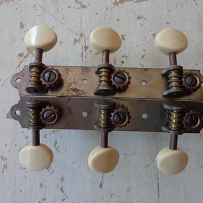 Vintage 1950 's Waverly 3X3 Guitar Tuners - Harmony - Silvertone - Kay Strip Tuning Pegs image 2