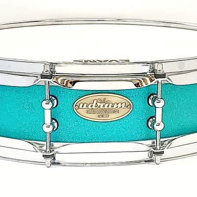 Udrum 3.75x14" Cherry Wood Snare 2021 Textured Turquoise Sparkle image 1
