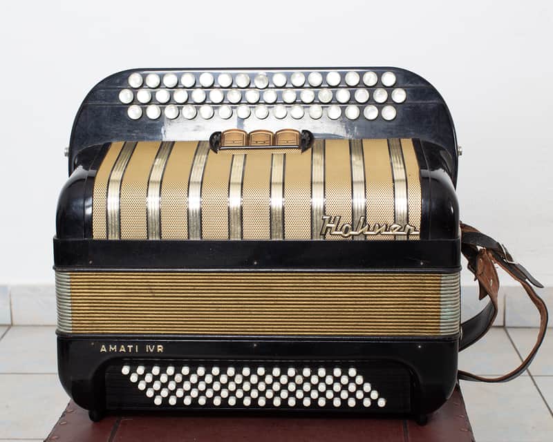 Vintage Hohner Amati IV R Chromatic Button Accordion - 80 Bass (Black/Gold) image 1