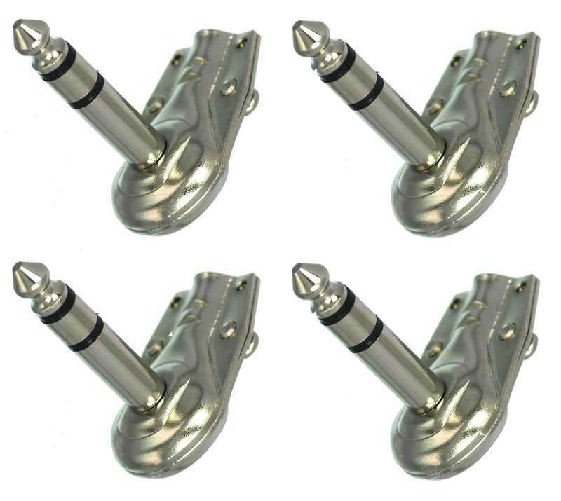 (4) PC-TJ056 1/4 6.35 mm Stereo TRS Right Angle Guitar Plug Flat Male Connector image 1