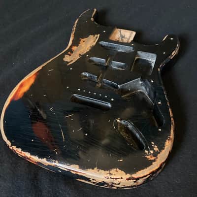 Relic Stratocaster body - Black over Three Tone Sunburst Alder strat body, Jozo Reece guitars image 21